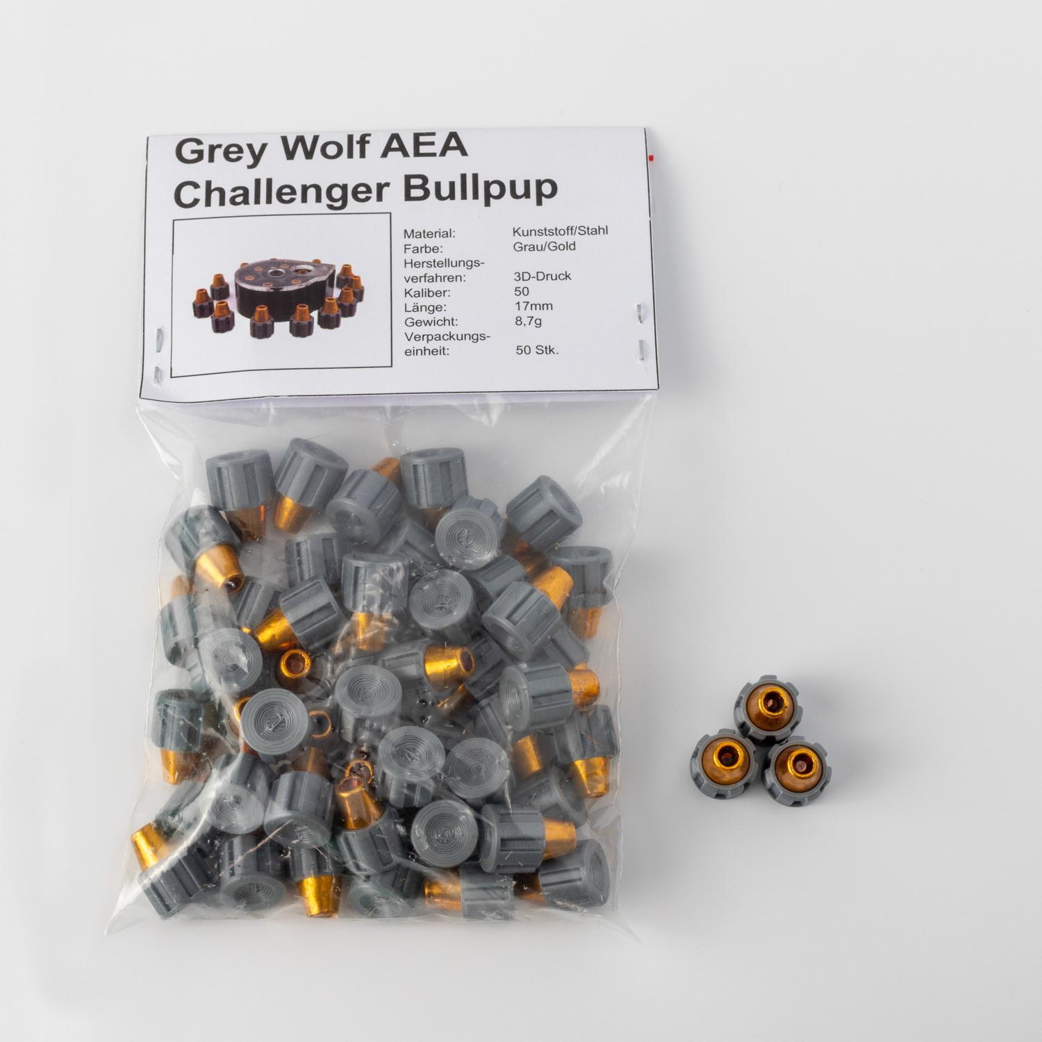 50x Grey Wolf AEA Challenger Bullpup | Kaliber 50 BB Markierer Munition – Bild 2